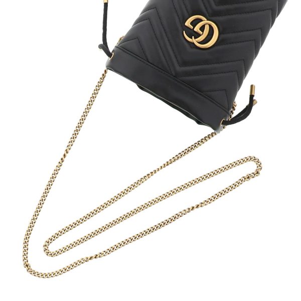 justbag7 Gucci GG Marmont Mini bucket Chain Shoulder Bag Black