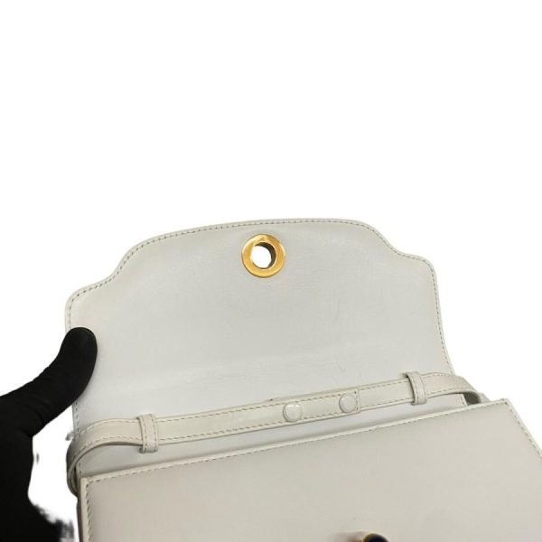 linkvintage 662k662 14666 8 Gucci Vintage Tiger Eye Logo Metal Fittings Genuine Leather Shoulder Bag White