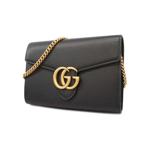 otakaraya 2ne7109 i 20221203142647 Gucci GG Marmont Chain Shoulder Leather Black Gold Hardware