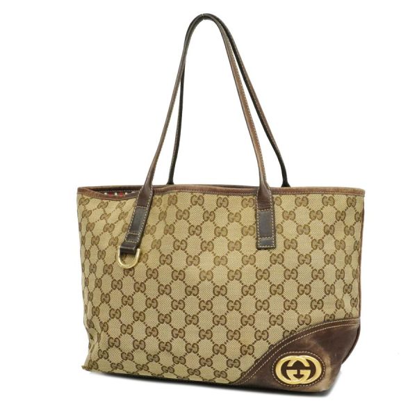 otakaraya 2ob1134 i 20221208125327 Gucci Tote Bag GG Canvas BeigeBrown Gold Hardware