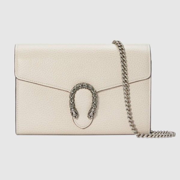 rarelist 401231caogm9174gucci401231caogm9174 1 Gucci Chain Wallet Shoulder Bag White Antique Silver Leather