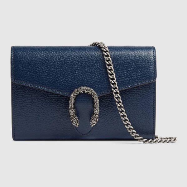 rarelist 401231caogn8204gucci401231caogn8204 1 Gucci Chain Wallet Blue Silver Crystal Tiger Head Leather