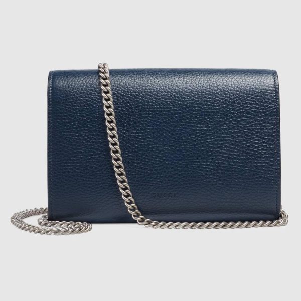 rarelist 401231caogn8204gucci401231caogn8204 3 Gucci Chain Wallet Blue Silver Crystal Tiger Head Leather