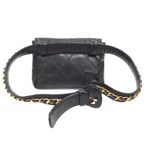 s l16001 CHANEL Waist Bum Bag Purse Pouch Black Lambskin