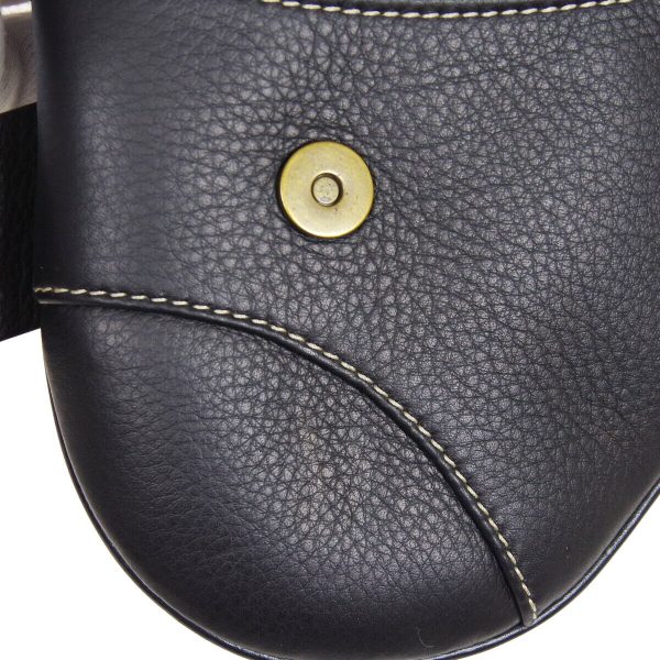 s l16006 Christian Dior Saddle Waist Bum Bag Purse Black Leather