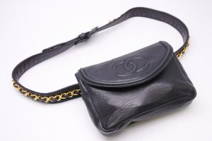 1 Chanel Belt Bag Waist Pouch Waist Bag Chain Belt Mini Bag Cocomark Turnlock Black
