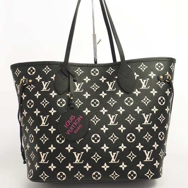 1 Louis Vuitton Neverfull MM Monogram Tote Bag Implant White X Black