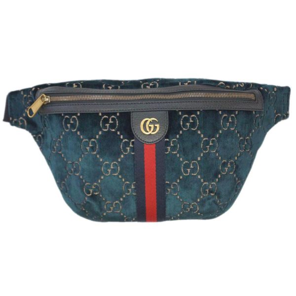 1 Gucci Waist Bag Crossbody GG Pattern GG Marmont Webbing Velvet Leather Navy Outlet