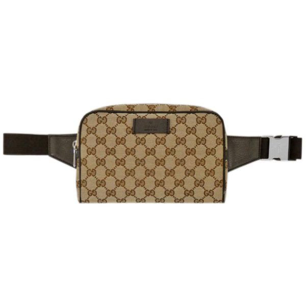 1 Gucci Waist Bag GG Canvas Beige Embossed Calf Brown