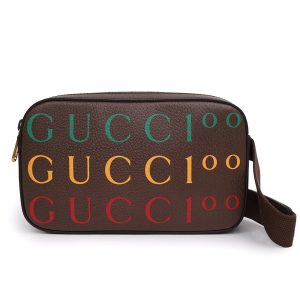 1 Gucci Calf Leather 100th Anniversary Belt Bag Body Bag Waist Bag Brown Tea