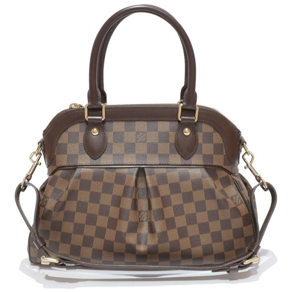 1 Louis Vuitton Trevi GM Damier Ebene Gold Hardware Brown Red