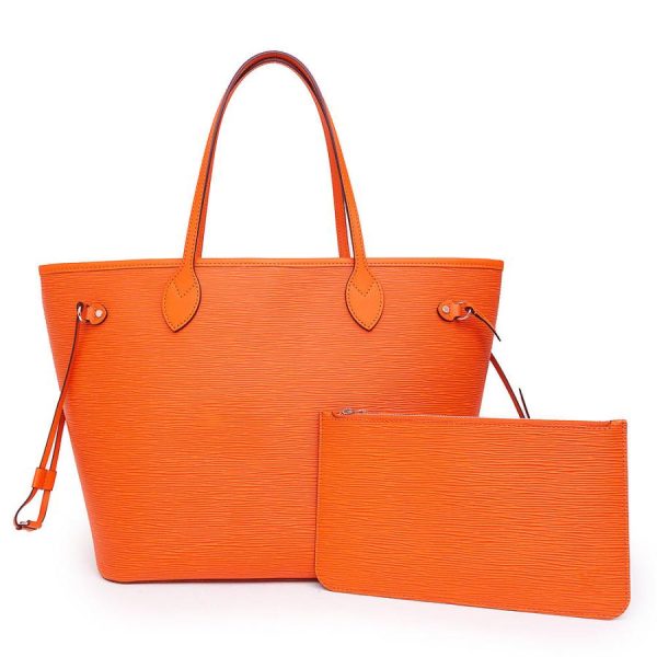 1 Louis Vuitton Epi Leather Neverfull MM Tote Bag Shoulder Orange Pouch