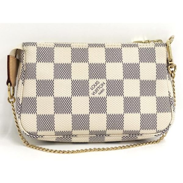 1 Louis Vuitton Mini Pochette Accessoires Accessory Pouch Damier Leather Azure White