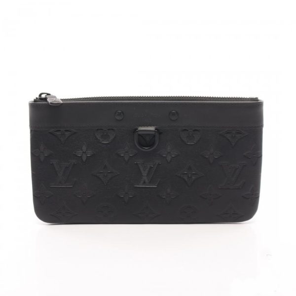 1 Louis Vuitton Pochette Discovery PM Monogram Shadow Clutch Bag Leather Black