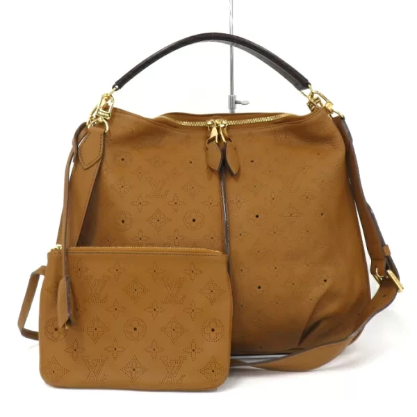 1 Louis Vuitton Selene PM 2 Way Handbag Monogram Mahina Leather Caramel Brown
