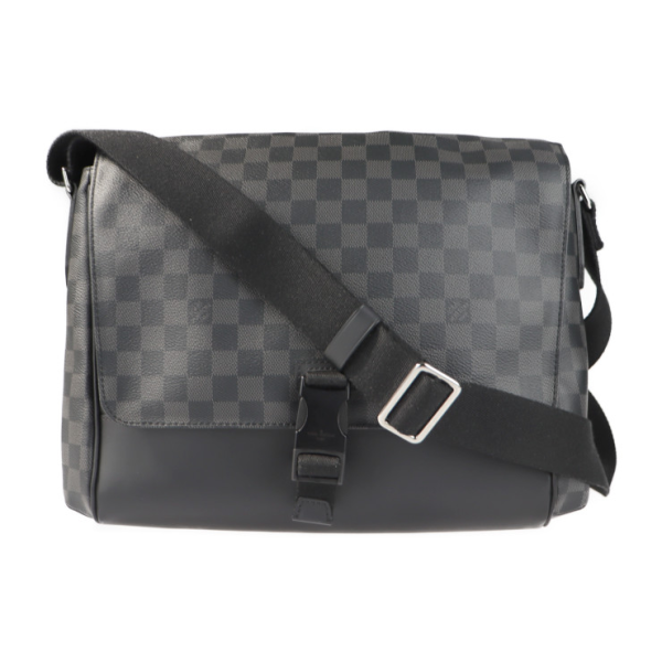 1 Louis Vuitton Messenger MM Shoulder Bag Damier Graphite Canvas Leather Gray Black