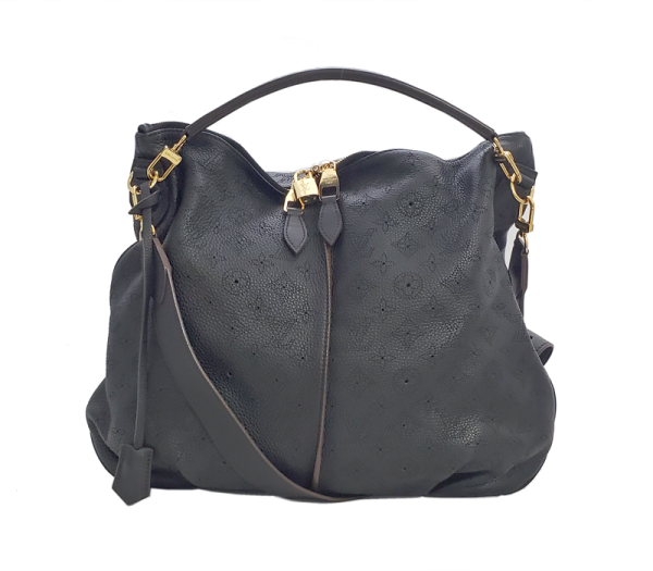 1 Louis Vuitton Selene MM Mahina Noir Black Tote Shoulder Bag