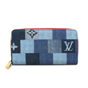 1 Louis Vuitton Monogram Denim Zippy Wallet Patchwork Blue