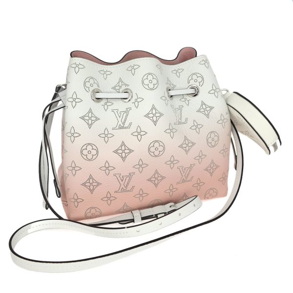 1 Louis Vuitton Bella Drawstring Mahina Light Pink Pastel White Silver Metal Fittings