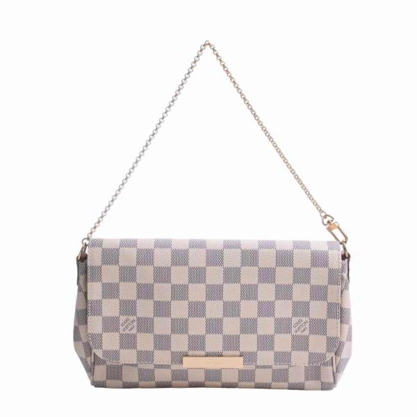 1 Louis Vuitton Azure Favorite MM 2 Way Chain Shoulder Bag White Pvc