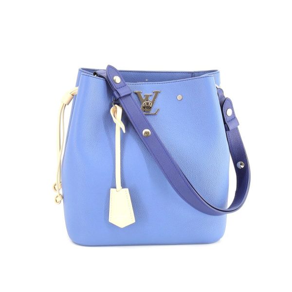 1 Louis Vuitton LockMe Bucket Shoulder Bag Taurillon Blue Jean