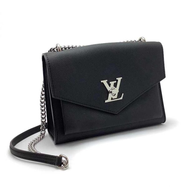 1 Louis Vuitton My Lock Me Chain Shoulder Bag Noir Black Calf Silver Hardware