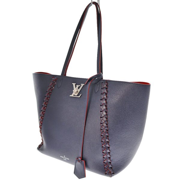 1 Louis Vuitton Lock Me Hippo Shoulder Grain Calf Leather Marine Rouge Navy