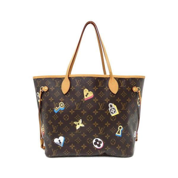 1 Louis Vuitton Love Lock Neverfull MM Bag Monogram Coated Canvas