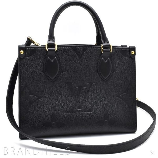 1 Louis Vuitton On The Go PM Handbag Emplant Noir Balck