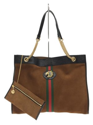 1 Gucci Rajah Suede Tote Bag Brown