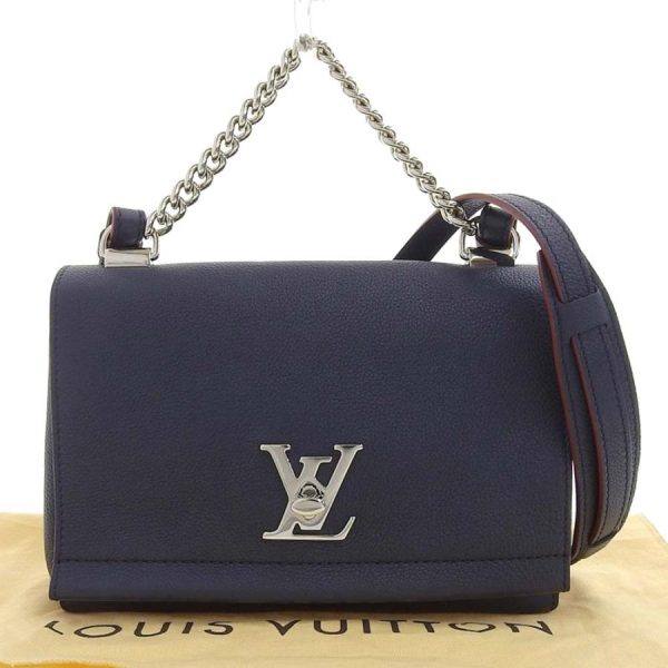 1 Louis Vuitton Lock Me 2 BB Diagonal Hanging Turn Lock Navy Leather