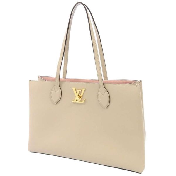 1 Louis Vuitton LockMe Shoulder Bag Grain Leather White Pink