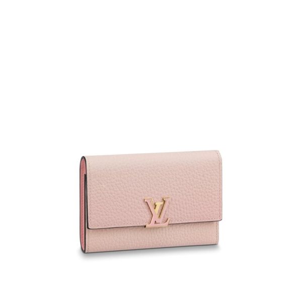 1 Louis Vuitton Wallet Medium Wallet Trifold Rose Pink Gold Taurillon Leather