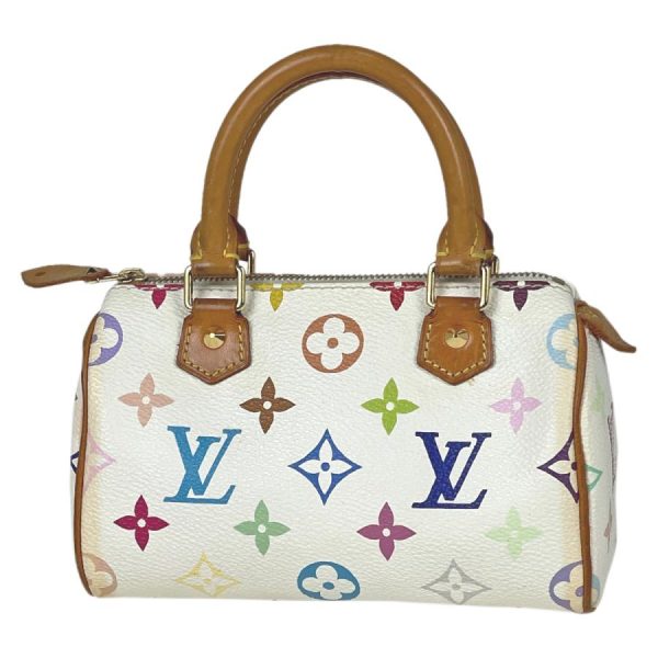 1 Louis Vuitton Mini Speedy Handbag Pouch Monogram Multicolor White