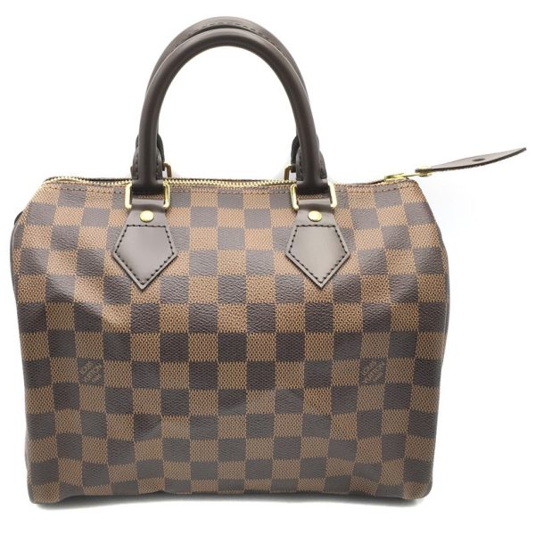 1 Louis Vuitton Speedy 25 Damier Ebene Boston Bag Handbag Brown Gold