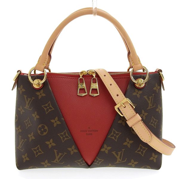 1 Louis Vuitton V Tote BB 2 Way Shoulder Bag Monogram Cerise Red