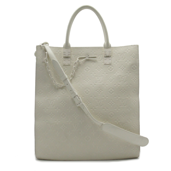 1 Louis Vuitton Sac Plat Tote White Monogram Taurillon Leather