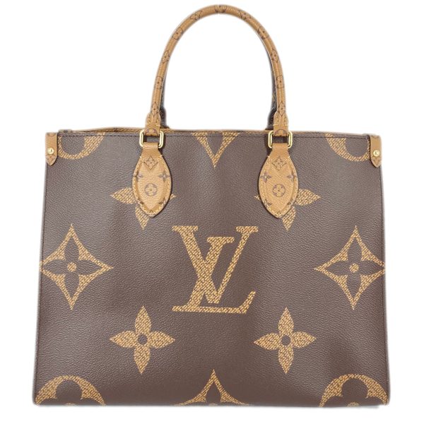 1 Louis Vuitton On The Go MM Tote Bag Pvc Coated Canvas Monogram Giant Brown