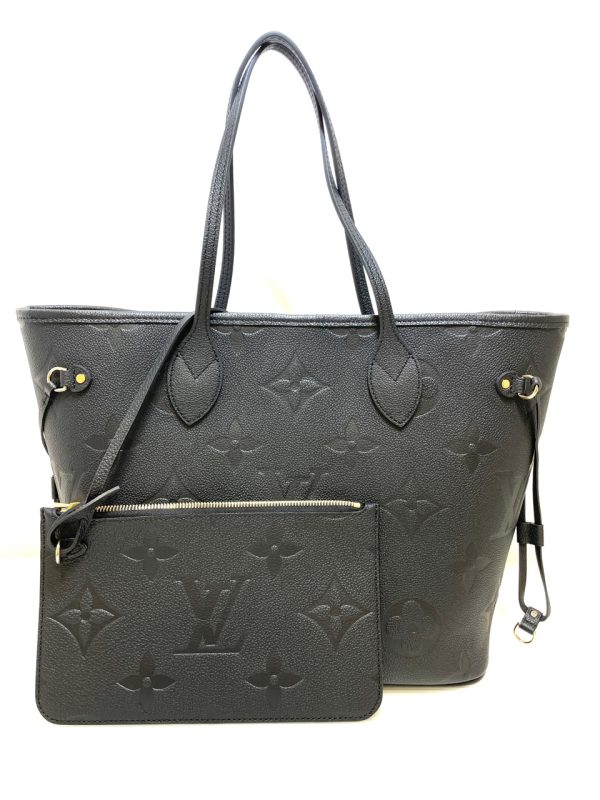 1 Louis Vuitton Tote Bag Neverfull MM Monogram Emplant Noir