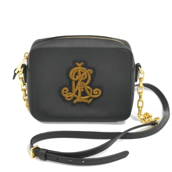 1 Ralph Lauren Leather Chain Shoulder Bag Pochette Black Bag