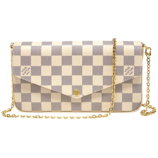 1 Louis Vuitton Damier Azur Shoulder Bag Clutch Pochette Felicie