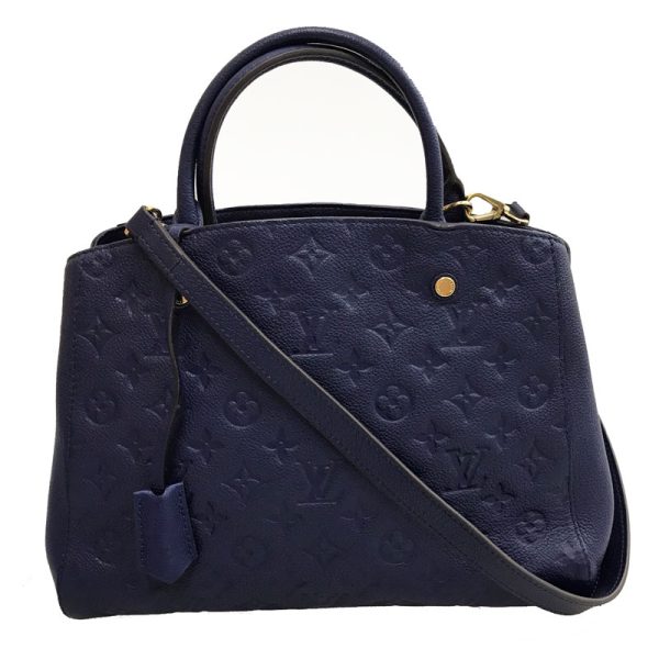 1 Louis Vuitton 2 Way Hand Shoulder Bag Monogram Empreinte Montaigne BB Leather Blue