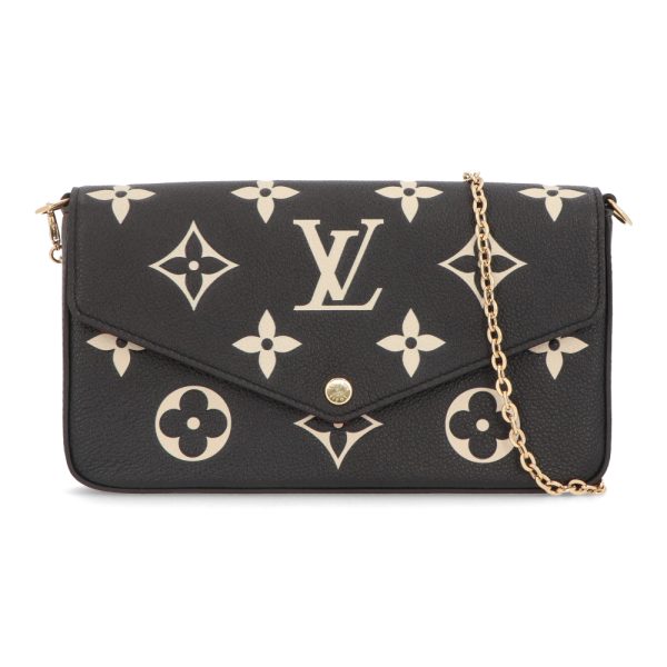 1 Louis Vuitton Pochette Felicie Black Beige Monogram Leather