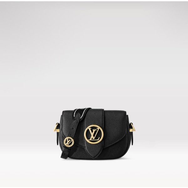 1 Louis Vuitton Sienne Doré Noir Gold Grain Calf Leather Black