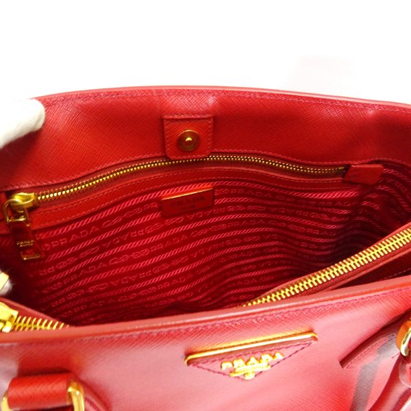 10 Prada 2 Way Tote Handbag Red Embossed Leather