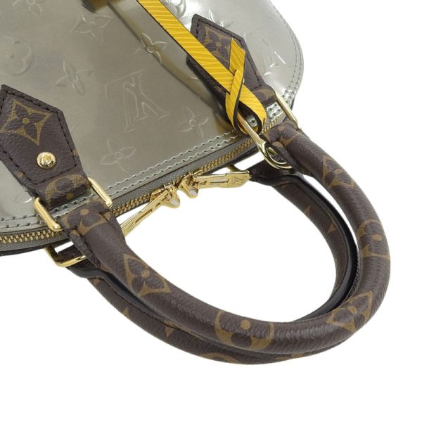 11 Louis Vuitton Monogram Vernis Alma BB 2 Way Bag Handbag Metallic Silver Yellow