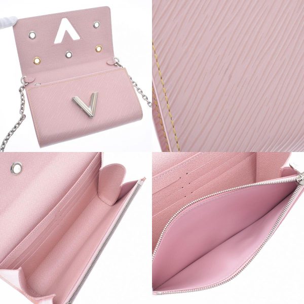 11 Louis Vuitton Epi Portefeuille Twist Chain Rose Ballerina Chain Wallet Shindo