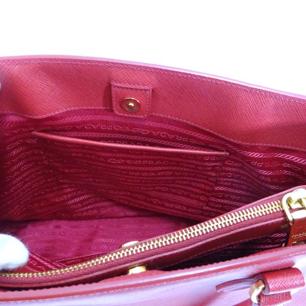 11 Prada 2 Way Tote Handbag Red Embossed Leather