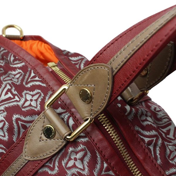 12 Louis Vuitton Aviator Jacquard Leather 2way Shoulder Handbag Bordeaux Red