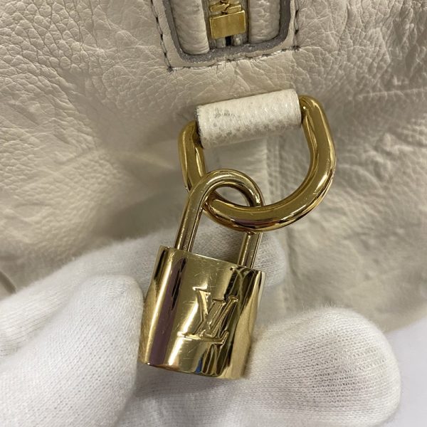 12 Louis Vuitton Speedy Bandouliere 30 Padlock Key White Handbag Monogram Implant Neige Ivory